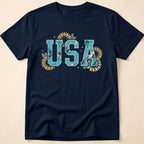 Boho Turquoise USA Sunflower Western T-Shirt