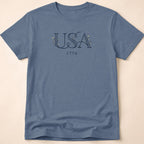 Elegant Subtle USA Floral Line Art 1776 T-Shirt