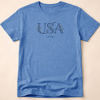 Elegant Subtle USA Floral Line Art 1776 T-Shirt