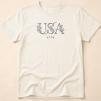 Elegant Subtle USA Floral Line Art 1776 T-Shirt