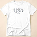 Elegant Subtle USA Floral Line Art 1776 T-Shirt
